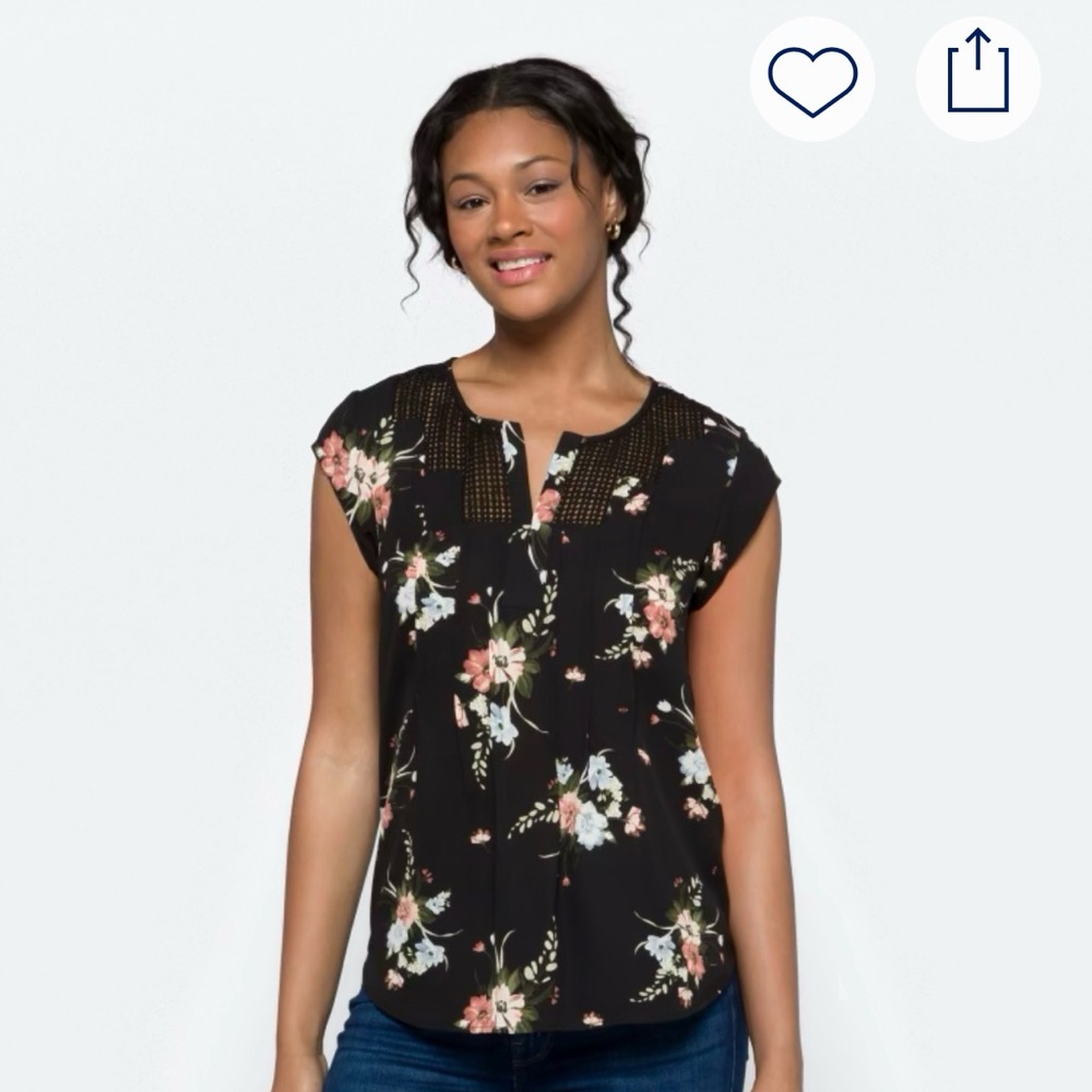 Daniel Rainn Black Floral Blouse